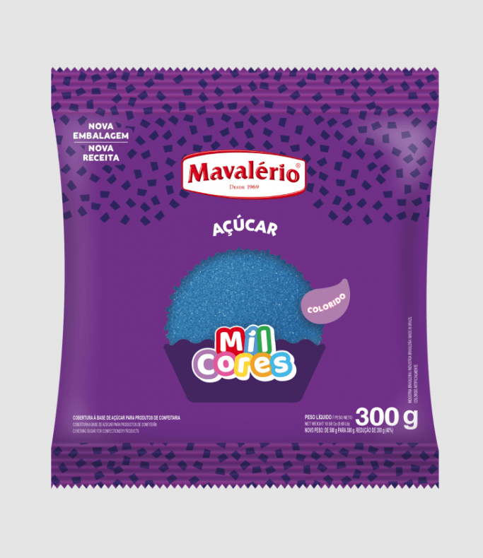 Açúcar colorido azul mil cores 300g – Mavalério