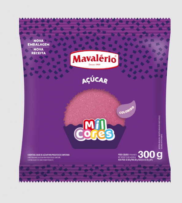 Açúcar colorido Rosa mil cores 300g – Mavalério