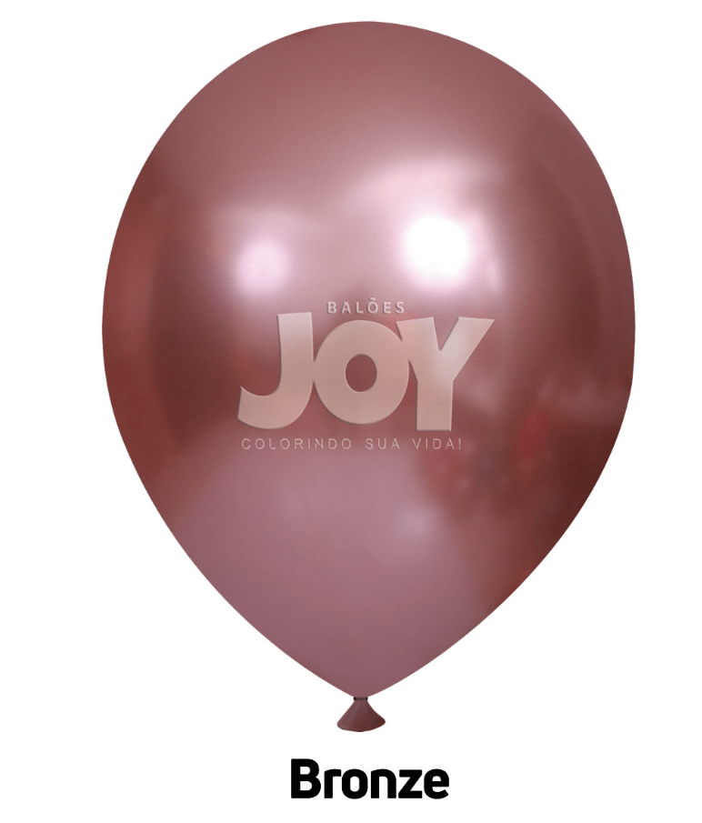 Balão De Látex 9 Pol Cromado Metálico Bronze 25 Unidades Joy