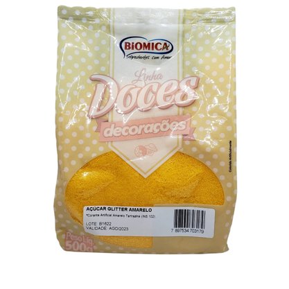 Açúcar Glitter Amarelo 500g – Biomica 