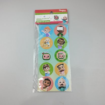 Adesivo decorativo – Cocomelon  C/30 – Regina Festas