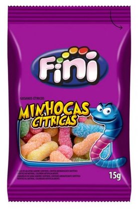 Bala de Gelatina Fini 12x15g Minhocas cítricas