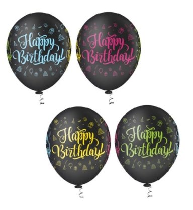 Balão de látex 10 polegadas Happy Black- 25 unid – Picpic