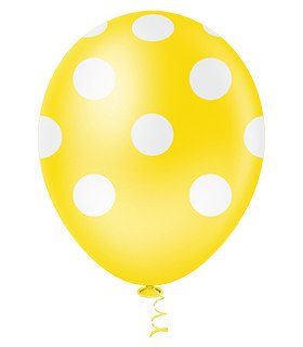 Balão de látex 10 polegadas Poá amarelo e branco - 25 unid – Picpic
