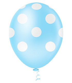 Balão de látex 10 polegadas Poá azul claro e branco - 25 unid – Picpic