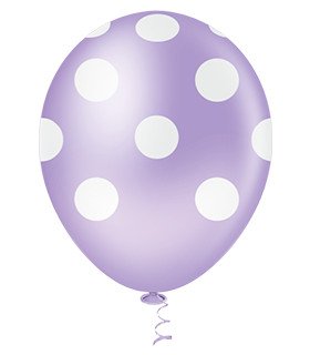 Balão de látex 10 polegadas Poá lilás e branco - 25 unid – Picpic