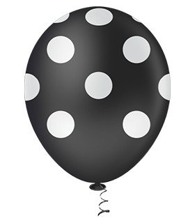 Balão de látex 10 polegadas Poá preto e branco - 25 unid – Picpic