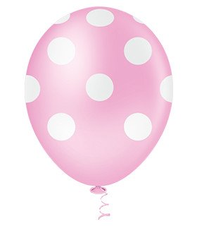 Balão de látex 10 polegadas Poá rosa bebê e branco - 25 unid – Picpic