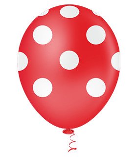 Balão de látex 10 polegadas Poá vermelho e branco - 25 unid – Picpic