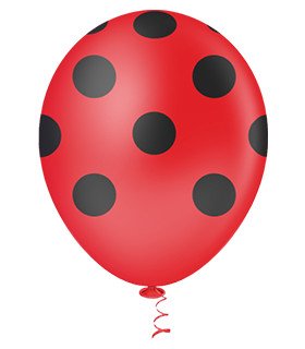 Balão de látex 10 polegadas Poá vermelho e preto - 25 unid – Picpic