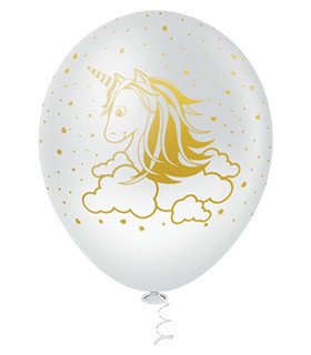 Balão de látex 10 polegadas Unicórnio branco - 25 unid – Picpic