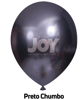 Balão látex n°14 Metálico Preto Chumbo 12und – Joy