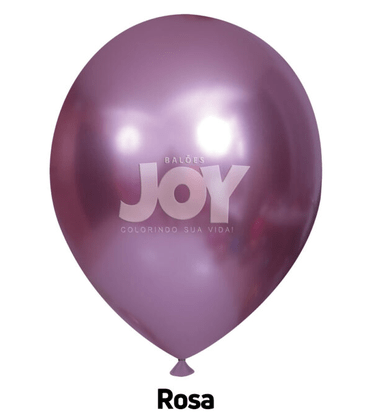 Balão látex n°14 Metálico Rosa 12und – Joy