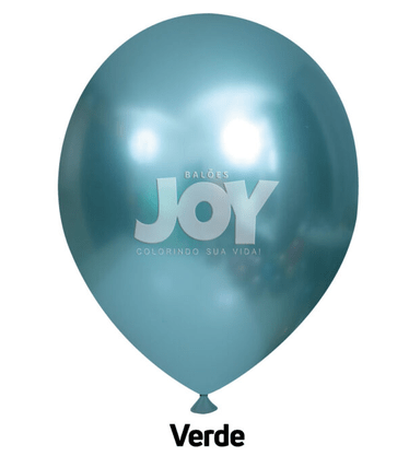 Balão de látex 14 pol. Cromado Metálico Verde - 12 unidades – Joy