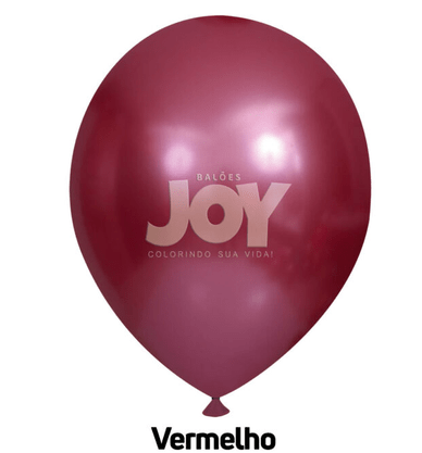 Balão de látex 14 pol. Cromado Metálico Vermelho - 12 unidades – Joy