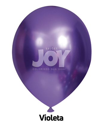 Balão de látex 14 pol. Cromado Metálico Violeta - 12 unidades – Joy
