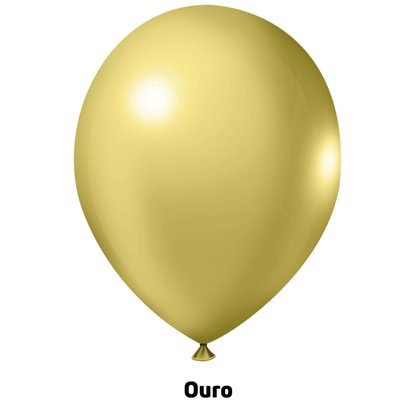 Balão de látex 9 pol. Cromado Metálico Dourado - 25 unidades – Joy