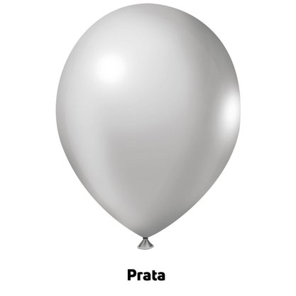 Balão de látex 9 pol. Metalizado Prata - 50 unidades – Joy