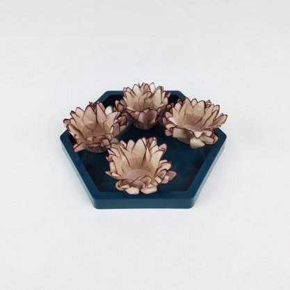 Bandeja Sextavada Decorativa – Azul Petróleo – 17cm – Tasil