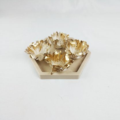 Bandeja Sextavada Decorativa - Bege – 17cm – Tasil