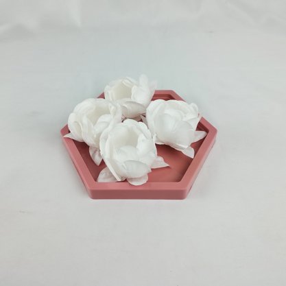 Bandeja Sextavada Decorativa – Rosa Gloss – 17cm – Tasil