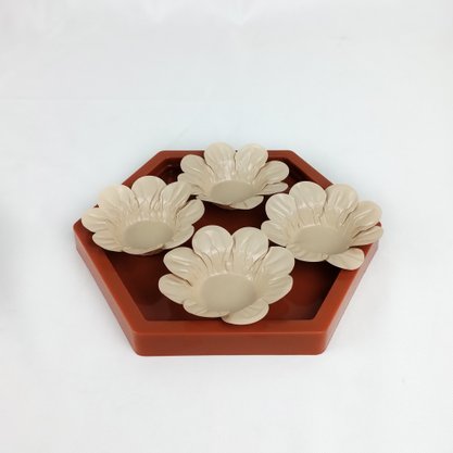 Bandeja Sextavada Decorativa - Terracota – 17cm – Tasil
