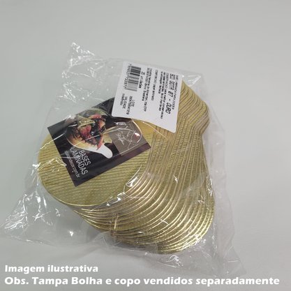 Base Laminada para doces Gota 7cm Ouro – 25 unidades – Stalden Decor