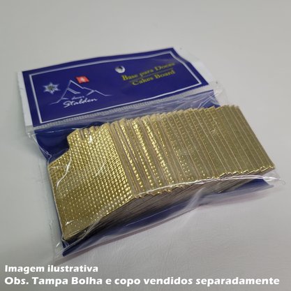 Base Laminada para doces Quadrada 4x4 Ouro – 25 unidades – Stalden Decor