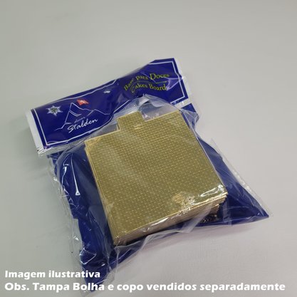 Base Laminada para doces Quadrada 7,5x7,5 Ouro – 25 unidades – Stalden Decor