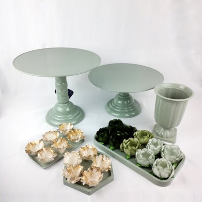 Boleira Adaptável p/decoração – Verde Eucalipto – 28cm – Tasil