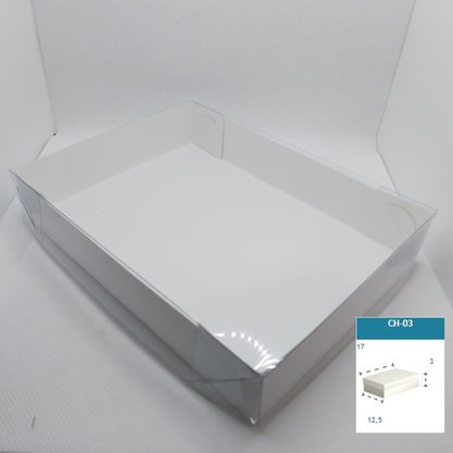 Caixa Branca com PVC CH-03 retangular 17X12,5X3 – unidade – CAC