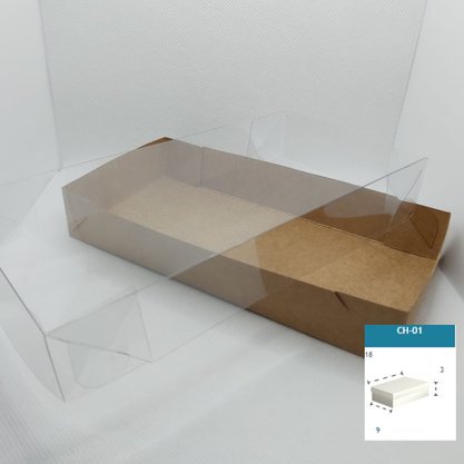 Caixa Kraft com PVC CH-01 retangular 18X9X3 – unidade – CAC