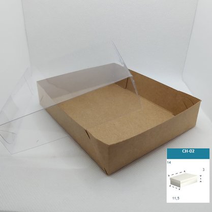Caixa Kraft com PVC CH-02 retangular 14X11,5X3 – unidade – CAC