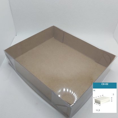 Caixa Kraft com PVC CH-02 retangular 14X11,5X3 – unidade – CAC