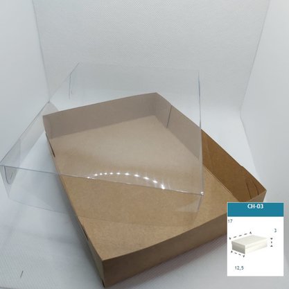 Caixa Kraft com PVC CH-03 retangular 17X12,5X3 – unidade – CAC