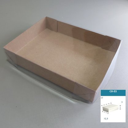 Caixa Kraft com PVC CH-03 retangular 17X12,5X3 – unidade – CAC
