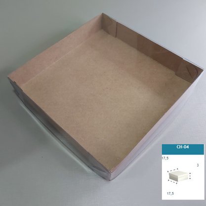 Caixa Kraft com PVC CH-04 quadrada 17,5X17,5X3 – unidade – CAC