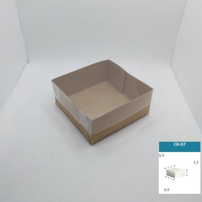 Caixa Kraft com PVC CH-07 quadrada 8,5X8,5X3,5 – unidade – CAC