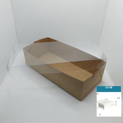 Caixa Kraft com PVC CH-08 retangular 17X8X4,5 – unidade – CAC
