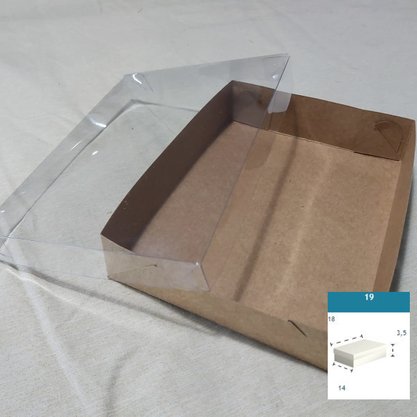Caixa Kraft com PVC ref.19 retangular 18X14X3,5 – unidade – CAC