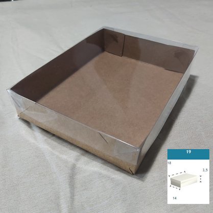 Caixa Kraft com PVC ref.19 retangular 18X14X3,5 – unidade – CAC