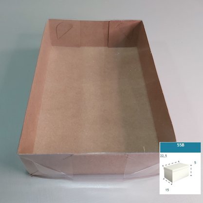 Caixa Kraft com PVC ref.55B retangular 22,5X15X5 – unidade – CAC