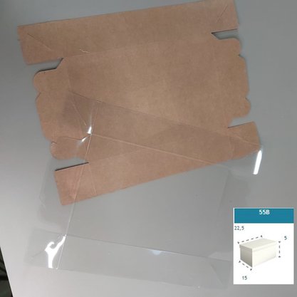 Caixa Kraft com PVC ref.55B retangular 22,5X15X5 – unidade – CAC