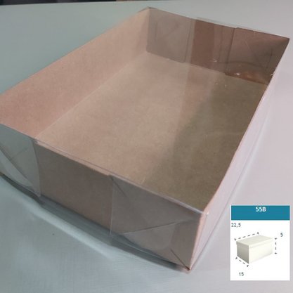 Caixa Kraft com PVC ref.55B retangular 22,5X15X5 – unidade – CAC
