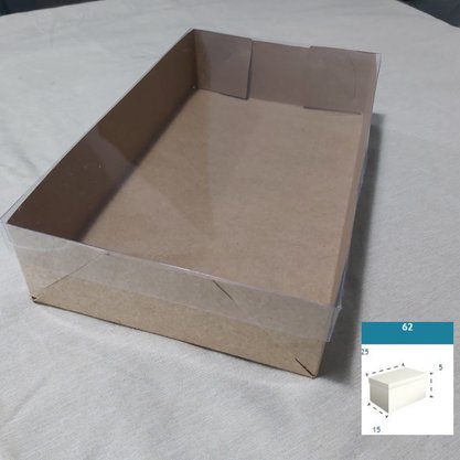 Caixa Kraft com PVC ref.62 retangular 25X15X5 – unidade – CAC