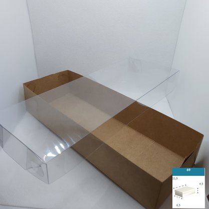 Caixa Kraft com PVC ref.69 retangular 23,5X8,5X4,5 – unidade – CAC