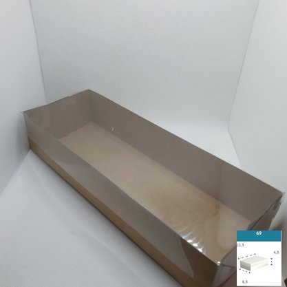 Caixa Kraft com PVC ref.69 retangular 23,5X8,5X4,5 – unidade – CAC