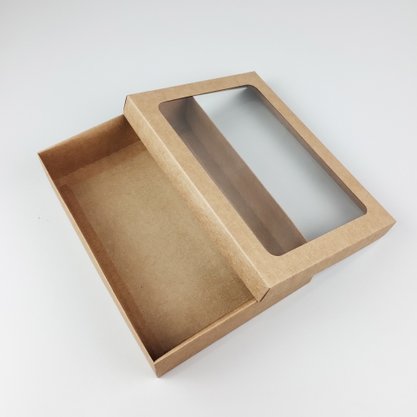 Caixa Kraft com visor para camisa (P) – unidade – CTBOX