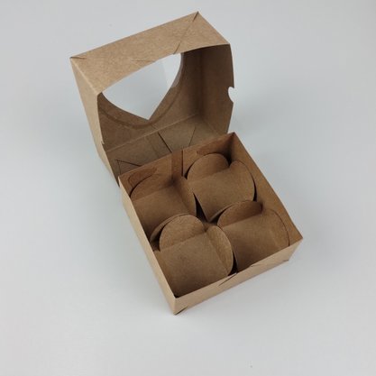 Caixa Kraft Coração com visor (4 doces) – unidade – CTBOX