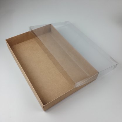 Caixa Kraft para camisa com visor (G) – unidade – CTBOX